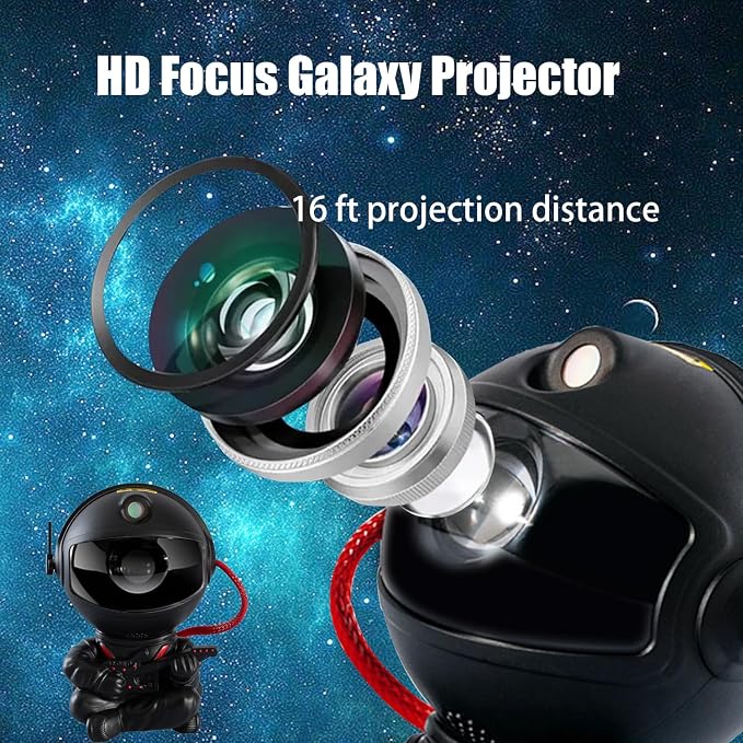 Astronaut Star Projector, Galaxy Projector Light, Kids Night Light with Guitar, Nebula Star Ceiling Night Light,Gifts for Birthdays, Valentine's Day, Christmas，with Remote，Black