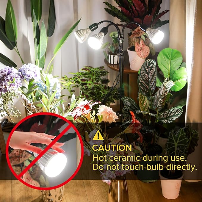 SANSI Grow Lights for Indoor Plants, 128W Full Spectrum Plant Lights for Indoor Growing, 35-64 inches Detachable Tripod Standing Grow Light with High PPFD No Dimmable 4 Pack of Par25 32W Bulb