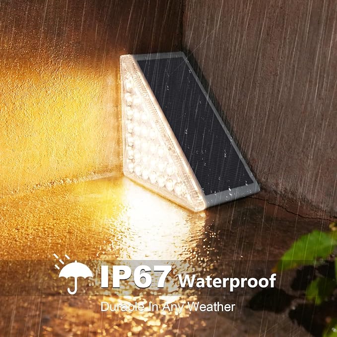 VOLISUN Solar Step Lights Outdoor Waterproof, LED Outdoor Stair Lights | Solar Step Light for Outside, Deck Light Decor for Stair,Front Porch and Patio(Brown,6 Pack)