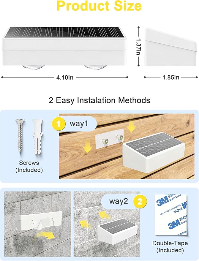 Fence Lights Solar Powered with Remote, 9 Fixed Colors ＆ Color Changing White Fence Lights Waterproof IP65 Dusk-to-Dawn LED Deck Lighting for Patio, Railing, Pool, Porch, Backyard, 12 Pack