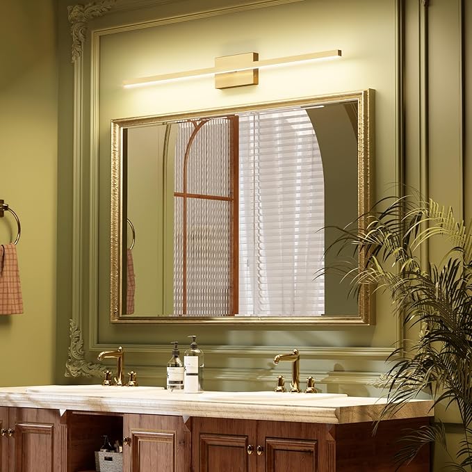 VOLISUN Modern Bathroom Vanity Light 39.4 inch, 24W Dimmable 5CCT Led Bathroom Light Fixture Over Mirror, Brass Bar Vanity Light for Bathrooms Mirror Cabinets Bedroom-ETL Certificated