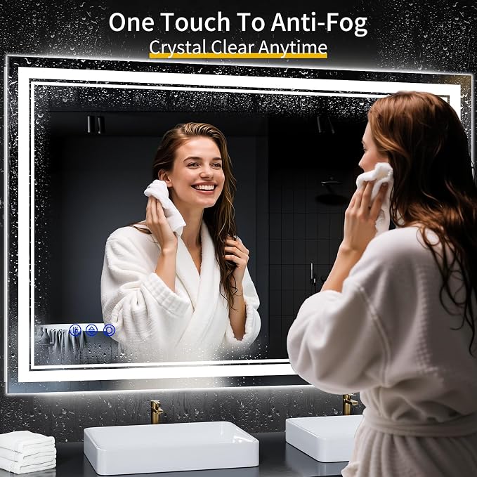 48"x36" LED Bathroom Mirror with Lights,Anti-Fog,3 Color Modes