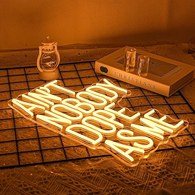Ain't Nobody Dope As Me Neon Sign Motivational Neon Light for Man Cave Wall Decor Dimmable Warm White Letter LED Sign for Bedroom Gym Office Teen Room Party