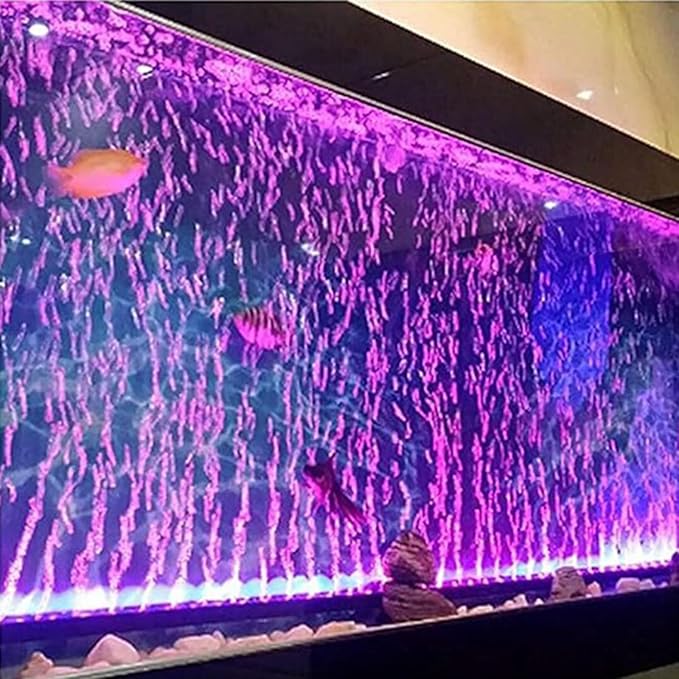 LED Aquarium Lights for Fish Tank,Submersible Fish Tank Light with Air Bubbler Hole Bubble Wall RGB Color Changing Brightness Adjustable Waterproof Remote Control Bubble Tube Light,6W 20inch