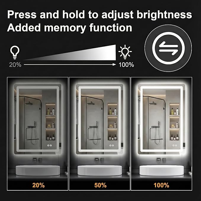 LED Bathroom Mirror with Lights, 2 Pack 24 x 36 Lighted Vanity Wall Mirror | Backlit and Frontlit, Anti-Fog, Dimmable 3 Colors, Shatter-Proof Tempered Glass, Memory Function, Plug-in/Hardwired