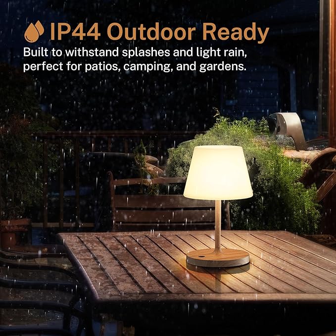 Cordless Lamp, 5000mAh Battery Operated Rechargeable Table Lamp with Power Bank, Touch Dimmable 3 Color Temperatures, IP44 Waterproof Shower Lamp for Kitchen, Bathroom, Indoor Or Outdoor Use 9.6in
