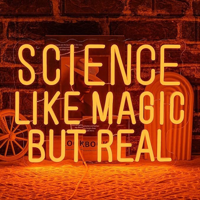 Science Like Magic But Real Neon Sign for Wall Decor Classroom Neon Light Laboratory LED Sign Letter Neon Light Sign for Classroom Science Lab Bar Home shop Decoration