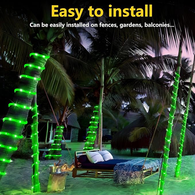 KNONEW 164FT 1000LED Rope Lights for Outside,Outdoor String Lights Waterproof 8 Modes Clear Tube Light for Indoor,Bedroom,Wedding,Garden,Patio,Christmas,Tree,Rv,Holiday Decoration(Green)