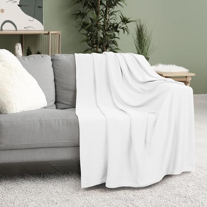 Utopia Bedding Soft Jersey Knit Blanket White King (90x102 Inches) | Lightweight, Breathable, Sweatshirt Blanket, Bed, Couch, Sofa, Cozy, Home Decor, Summer