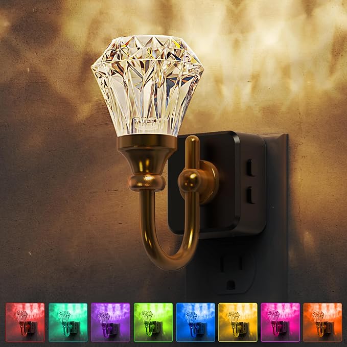 L LOHAS LED Night Lights Plug into Wall,RGB Floral Night Lights | 10-Color Changing, Auto Sensor, 3 Brightness Levels, Rotatable Plug in Nightlight for Bedroom, Nursery, Hallway, Gift