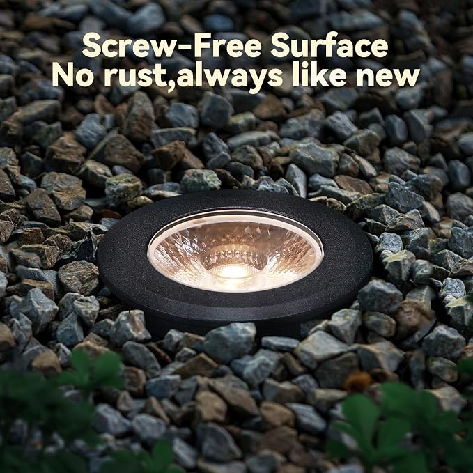 LEONLITE 6-Pack 7W 5CCT Well Lights In Ground Outdoor, Black | 12-24V AC/DC, CRI90, IP67, 2700K/3000K/3500K/4000K/5000K, Low Voltage Garden Landscaping, Embedded Parts Included, Aluminum