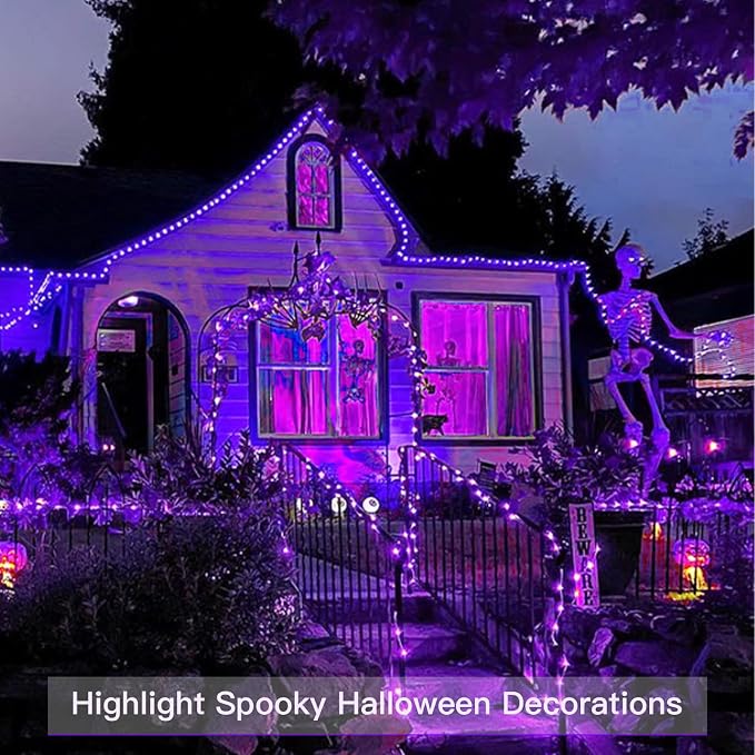 Hallowee Purple Lights Battery Operated, 66ft 200 LED Twinkle Lights Battery Operated, Purple Fairy Lights for Christmas Tree, Garland, Bedroom, Backyard, Porch, Yard, Party Decorations