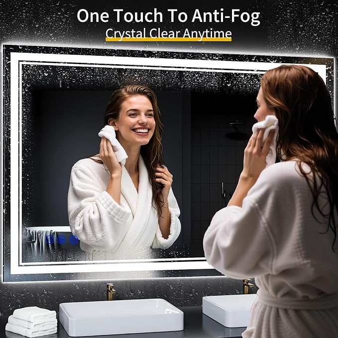 55"x36" LED Bathroom Mirror with Lights,Anti-Fog,3 Color Modes