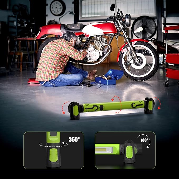 Mechanic Work Light, 3000LM Magnetic Work Lights, 5200mAh Rechargeable LED Work Light Bar, Portable Cordless Underhood Work Lights with Hooks for Inspection Workshop Emergency