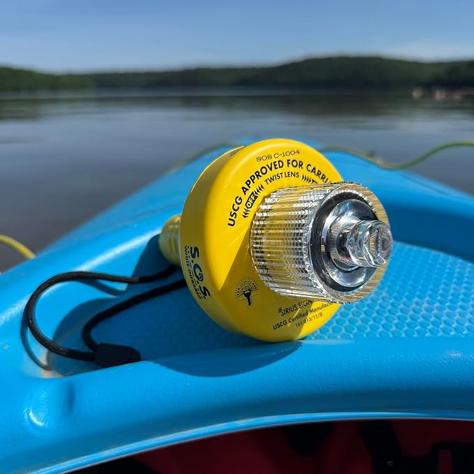 Sirius Signal C-1004 SOS LED Distress Signal, White + IR - USCG Approved | Electronic Boat Flare Replacement, Bright White Light + Infrared, Includes Mounts, Daytime Flag & Whistle