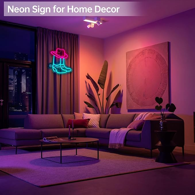 Neon Sign LED Light (Pink Cowboy Boots)