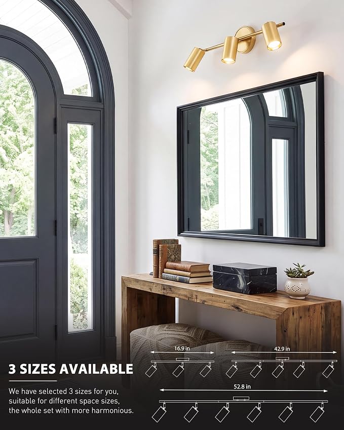 FEMILA Kitchen Track Lighting Fixtures Ceiling with GU10 Bulbs | Brushed gold track lights for kitchen islands, dining tables, and display walls