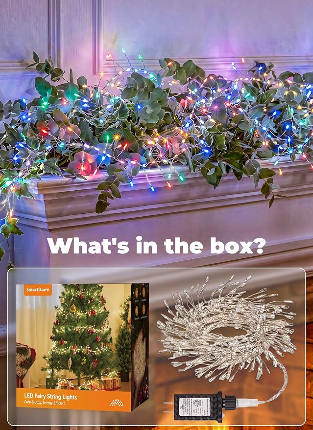 Flowing Fairy Lights Plug in with 14 Modes, 10FT 388LED Twinkle String Lights Indoor, Christmas Tree Lights Indoor Waterproof for Bedroom Christmas Home Room Decor, Multicolor