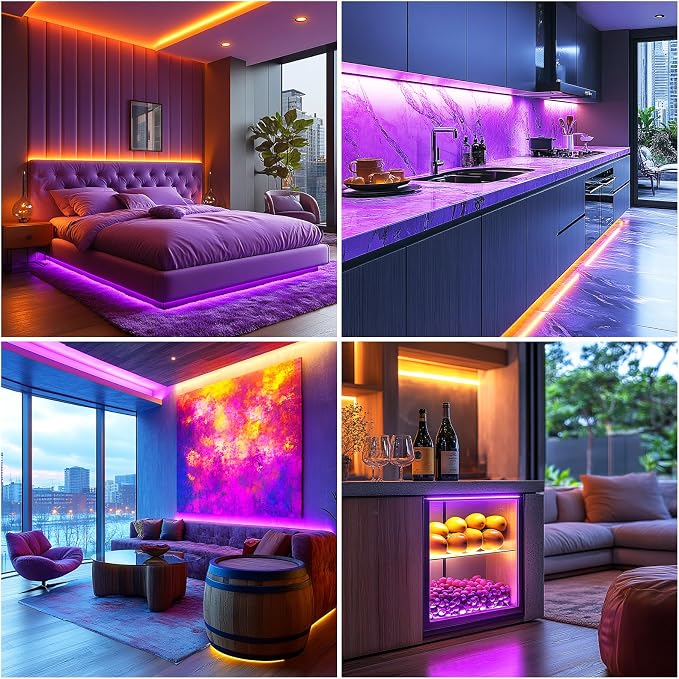 LED Strip Lights 24V COB Purple 16.4ft (No Power Supply) | Super Bright, Dotless High Density 14W/m, 8mm Width Cuttable Flexible, Home DIY Commercial Decoration