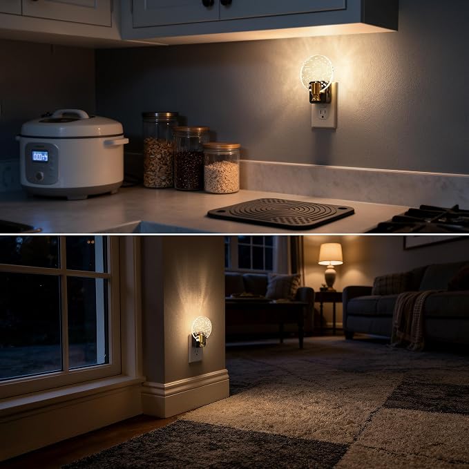 LED Night Light[2 Pack], Decorative Night Light Plug Into Wall | Dusk-to-Dawn Sensor, Dimmable Nightlights for Bathroom Hallway, Bedroom,Kids Room,Stairway, Soft White