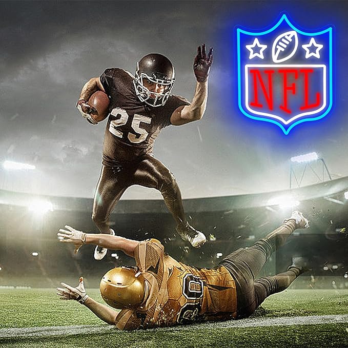 Football Neon Sign for Wall Decor Football Led Neon Light for Man Cave | Dimmable Rugby Logo Sign for Bedroom Club Bar Game Room Party Garage Decor Birthday Gift for Rugby Fans Size15.7*12.6 In