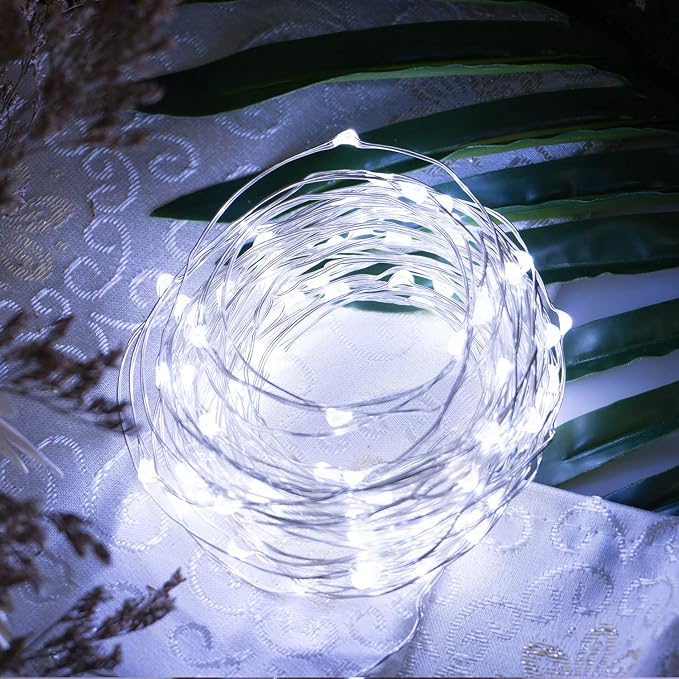 Fairy Lights Plug in, 99Feet 300LEDs Pure White String Lights, Waterproof Flexible Silver Wire Starry Lights for Bedroom Dorm Wedding Garland Wreath Wall Mason Jar Indoor Outdoor Christmas Tree