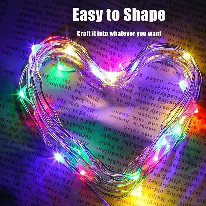 4 Pack Fairy Lights Battery Operated - 16.4ft 50 LED Multicolor | Starry Fairy Lights , 8 Modes Waterproof with Timer for Indoor Outdoor Bedroom Party Holiday Christmas Decor, Copper Wire