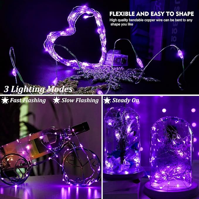 AIKEI 24 Pack LED Fairy Lights Battery Operated, String Lights Waterproof 7 Feet 20 Led Firefly Starry Lights for Wedding Party Bedroom Garden Christmas Decoration Mix Colored