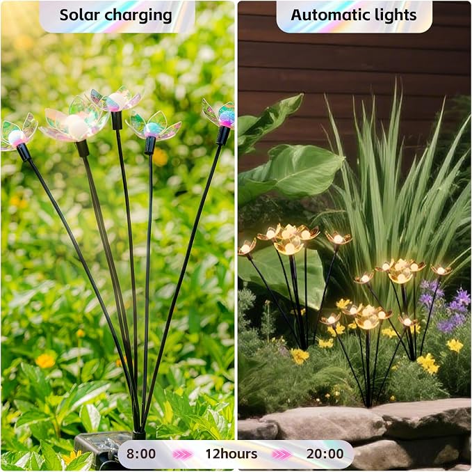Solar Lights Outdoor, Solar Firefly Swaying Garden Decor Light (24LED) | 2 Lighting Modes, IP65 Waterproof, Garden Decor Lights, Yard Patio Pathway Decoration, Gifts for Women, Grandma