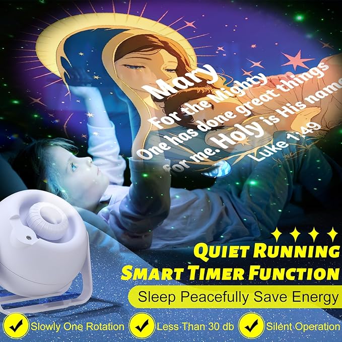 Bible Verses Projector Galaxy Projector Includes 6 Interchangeable Christian Discs Night Light Set Project Religious on Walls or Ceilings for Gift