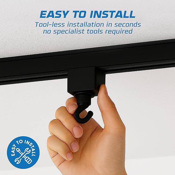 OHLECTRIC Track Light NT-308B - Black - Utility Hook - Single or Dual Circuit - Compatible with Halo Track