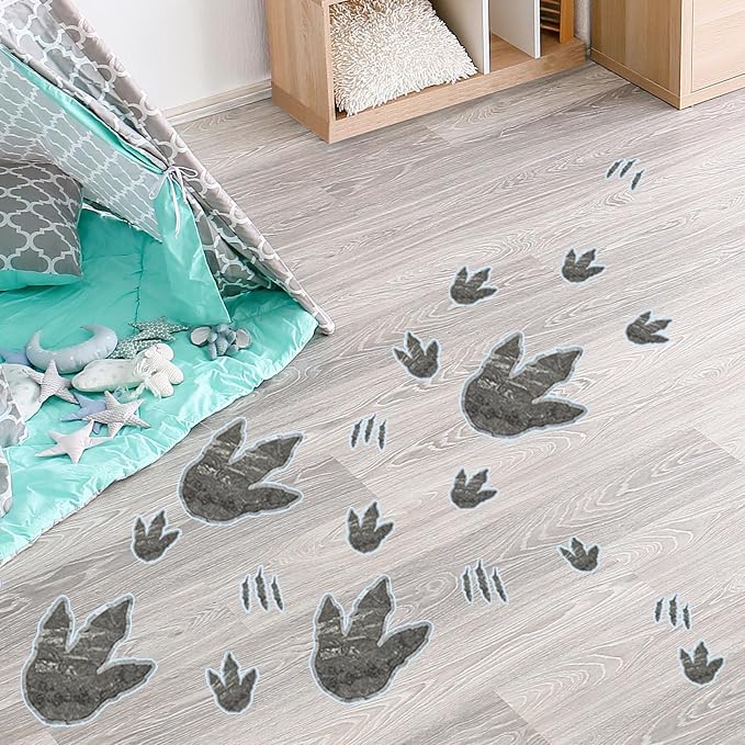 Nightlight Blue Dinosaur Footprint Wall Stickers 2 Sheets Decor | Glow in the Dark Dino Tracks Reusable Wall Decal Luminous Glass Doors Decor for Kids Room Home Playroom Decoration