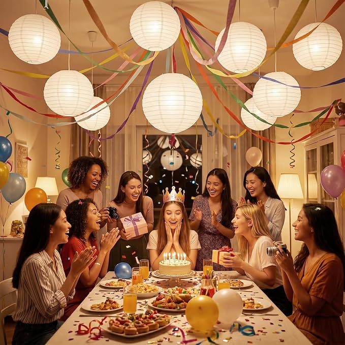 10pcs White Paper Lanterns Party Decorations, 16in Large Chinese Round Paper Hanging Decorations Lanterns Jumbo Lamps for Home, Parties