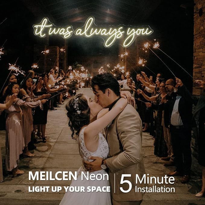 Large 36" Neon Sign 'it was always you' Neon Night with Dimmable Wall Decor | Bedroom Living Room Bar Party Club Wedding Girls Birthday Wall Light Decor Reusable Warm White