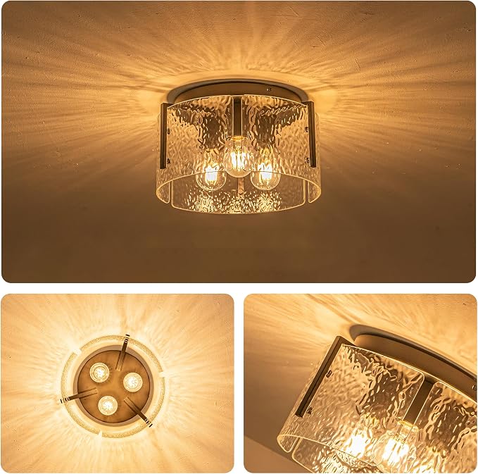 MAYNA Modern Black Semi Flush Mount Ceiling Light Fixture, 3-Light Hallway Light Fixtures Ceiling Mount, Dimmable Kitchen Lighting Fixtures Ceiling Lights for Bedroom Bathroom Dining Room Entryway