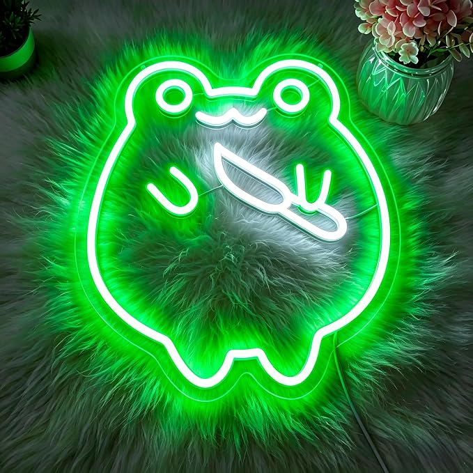 Frog Neon Sign Led Sign Neon Signs for Wall Decor Neon Lights | Frog Led Light Up Sign, Green Game Room Decor, Boys Gift, Party, Wall Decor, 5V USB Powered