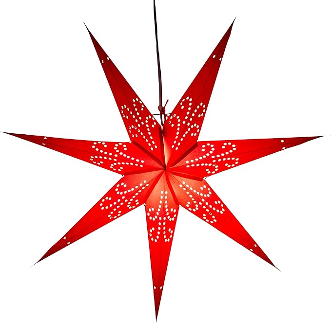 Fountain Red Paper Star Lantern with 12-foot Power Cord Included