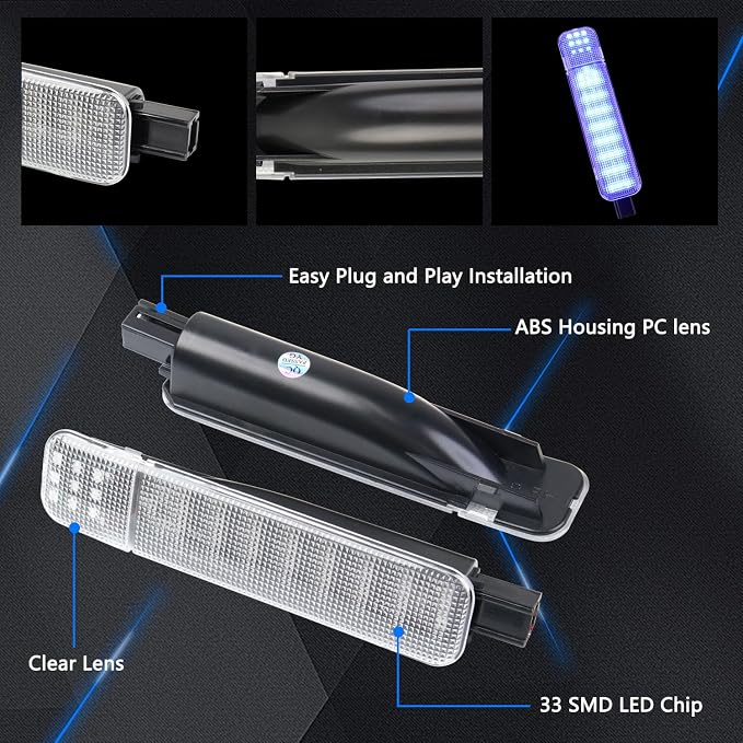LED Side Door Panel Courtesy Lights Fit for Chevy Sierra GMC C/K | Fit for Yukon Silverado 1500 2500 3500 Avalanche, Suburban, Hum-mer H2 Car Interior Panel Lighting,Blue