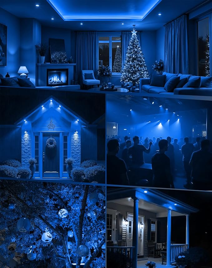 6-Pack MR16 Blue LED Bulbs-Aquatic 5W 50W Halogen GU5.3 12V 38° Spot for Water Features, Moonlight, Parties & Indoor Ambiance