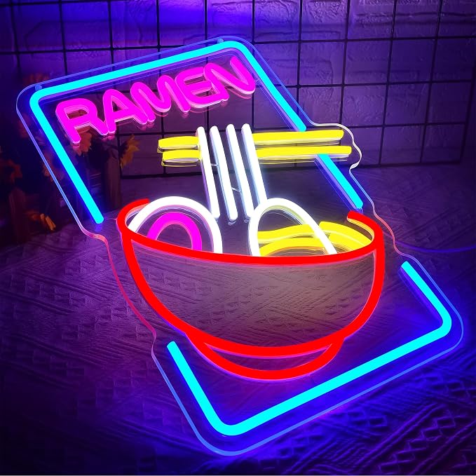 Ramen Neon Sign for Wall Decor Ramen LED Neon Light for Japanese Resturant | Dimmable Neon,Birthday Ramen Gifts,Led 5V USB Powered,Kitchen,Bar,Man Cave Decor,Business Dining Hall Wall Art,15.7*11.4in