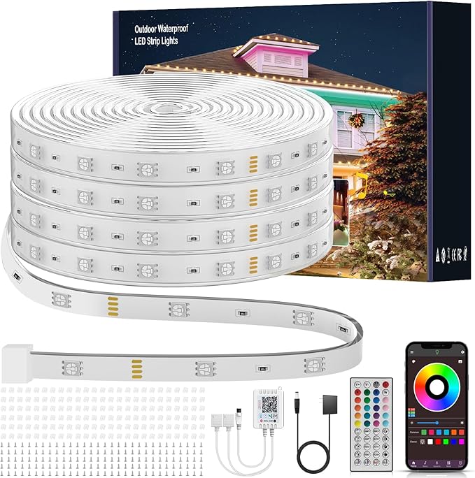 Ledagic Outdoor Led Strip Lights Waterproof 300ft, Outside Led Light Strip | Ip68 Waterproof with Remote and App Control, Exterior Music Syne RGB Led Rope Lights for Bathroom, Party Home Decor (2*150ft)