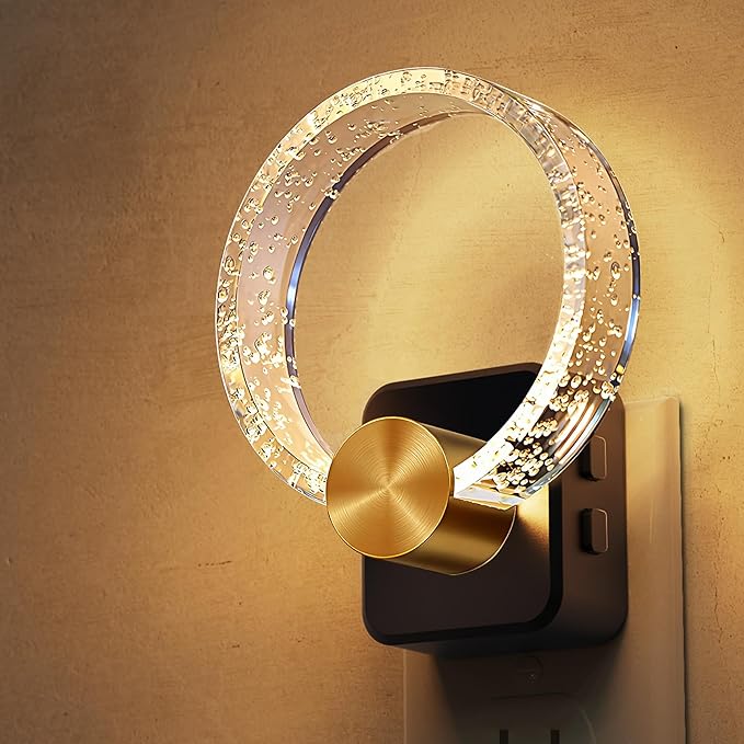L LOHAS LED Night Lights Plug into Wall, Plug in Night Light, Light Sensor | 3000K Soft White, 0-100LM Brightness Adjustable, Bubble Nightlight for Bathroom Bedroom Hallway