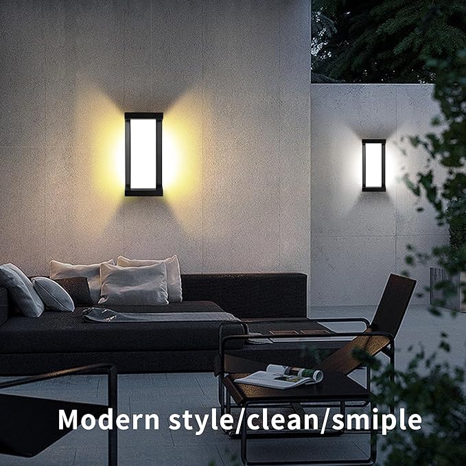 Wrasse Porch Lights Outdoor Waterproof 2000LM 20W Modern Exterior Neutral White Lighting Fixtures 6500K Black Outdoor Light Wall Mount Sconce Wired for House/Garage Front Door Outside