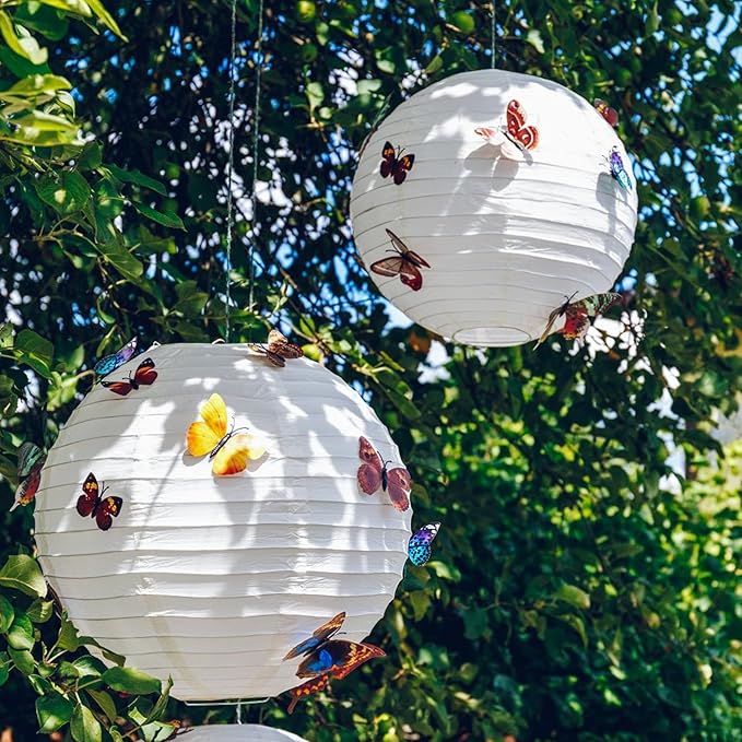 21 Pcs White Paper Lanterns Party Decorations, 4/6/8/10 Inch Round Chinese Hanging Paper Lanterns for Wedding, Birthday, Baby Shower, Graduation, Classroom Ceiling Decorations Indoor Outdoor