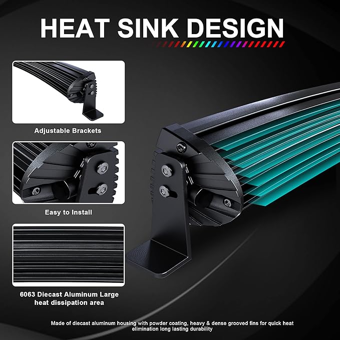 Lpteso RGBW Curved LED Light Bar 32Inch 180W Flood Spot Combo Beam 2PCS 4 Inch 18W Flood RGB LED Pods with 16 Solid Colors Chasing RGB Halo Ring Changing with Strobe Flashing with Rocker Switch Wiring