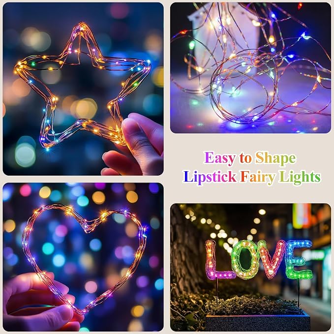 Multicolor Fairy Lights Battery Operated, Twinkle Lights with Timer, Mini LED String Lights for Bedroom, Christmas Decorations, Wedding, Centerpiece Table Decor (5M/16FT Multicolor)