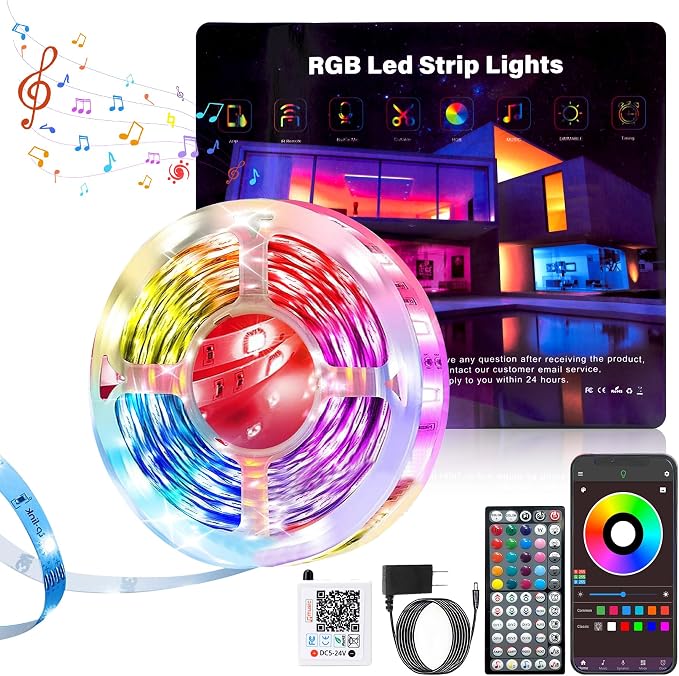 NBBUFF Led Lights for Bedroom 50FT, RGB Led Strip Lights Music Sync | DIY Color Changing LED Light Strip with Remote & App Controll, Led Lights for Room Decor (1 Roll of 50ft)