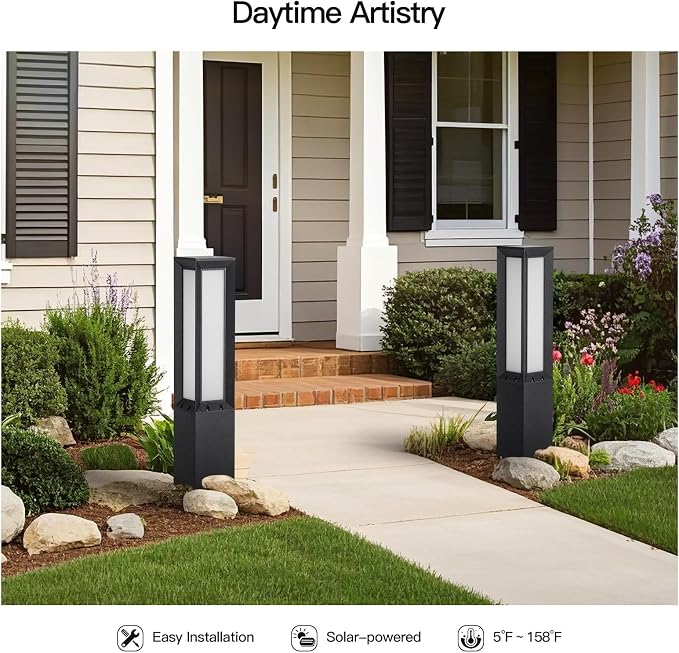 MVBT 31.5" Solar Pathway Lights Outdoor, Dusk to Dawn Landscape Path Lights | IP65 Waterproof Bollard Light Outdoor, 3000K Solar Lamp Path Light, Commercial Pathway Lighting for Driveway Garden Walkway