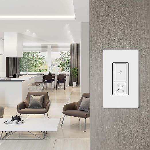 Feit Electric Dimmer Switch Remote, Wireless Smart Lighting Control, Push-Button Dimming, Beacon Control for Up to 4 Wired Dimmers, Battery-Powered (CR2032 Button Cell, 4-Year Life), DIM/Companion