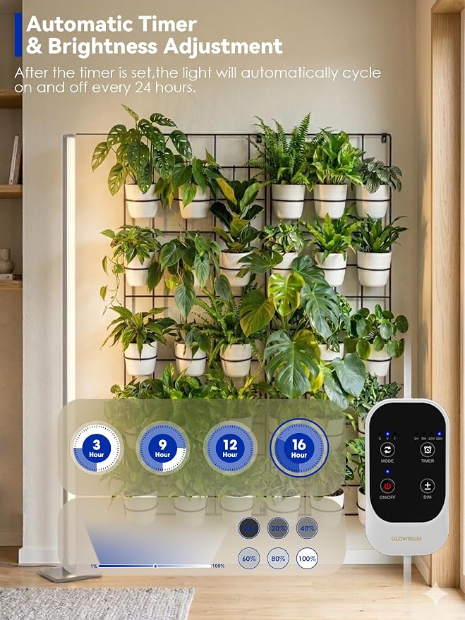 60in Standing Grow Light, Vertical Grow Lights for Indoor Plants | 36W Growing Lights with 3 Light Modes, 268 LEDs Detachable Full Spectrum Plant Lights for Wide Area Coverage in Indoor Plants